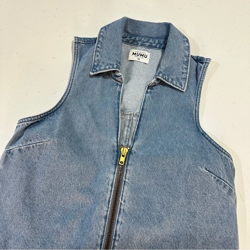 Show Me Your MuMu Denim Zip Up Romper - Size M - Picture 5 of 8